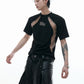 Niche Deconstruction Contrast Color Retro Short-sleeved Slim-fit Pit Texture Bottoming Shirt