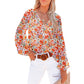 Women's Floral Chiffon Shirt Loose V-neck Casual Top