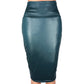 Newly Women High Waist Faux Leather Pencil Skirt Bodycon Skirt Solid Sexy OL Office Skirts