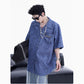 Niche Design Pleated Textured Short Shirt Men's Tops