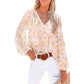 Women's Floral Chiffon Shirt Loose V-neck Casual Top