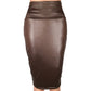Newly Women High Waist Faux Leather Pencil Skirt Bodycon Skirt Solid Sexy OL Office Skirts