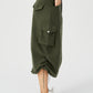 Women's Cargo Long Skirt Casual Streetwear Loose High Waist Front Split Maxi Skirt With Pocket Women's Cargo Long Skirts High Waisted Pencil Skirt Midi Length Jean Skirt With Cargo Pockets