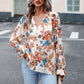 Women's Tops Casual Floral Print V Neck Long Sleeve Shirts Loose Chiffon Blouses Shirts Tops