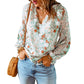 Women's Floral Chiffon Shirt Loose V-neck Casual Top