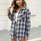 Casual Flannel Plaid Cufflink Long Sleeve