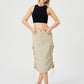 Women's Cargo Long Skirt Casual Streetwear Loose High Waist Front Split Maxi Skirt With Pocket Women's Cargo Long Skirts High Waisted Pencil Skirt Midi Length Jean Skirt With Cargo Pockets